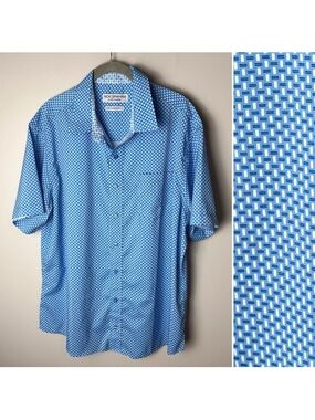 Nick Graham Everywhere Mens Shirt Size XL Stretch Modern Fit Blue White
